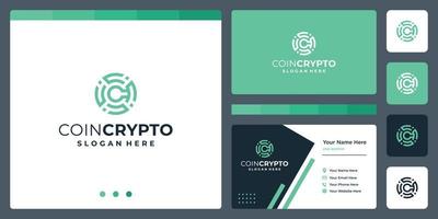 modelo de logotipo de moeda criptográfica com letra inicial c. ícone de dinheiro digital vetorial, cadeia de blocos, símbolo financeiro. vetor