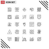 25 ícones criativos, sinais e símbolos modernos de elementos de design de vetores editáveis de reunião de ferro de servidor