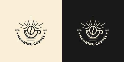 café com nascer do sol. café da manhã, modelo de design de ilustração de logotipo de café café vetor