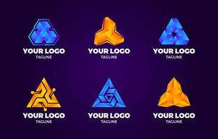 coleção de logotipos de forma geométrica de triângulo 3d vetor