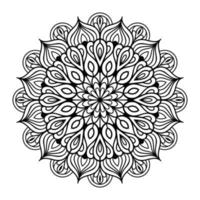 página de coloração floral de mandala para relaxamento de adultos, página de coloração de mandala preto e branco desenhada à mão arte de linha doodle, mandala adulta para interior de página de coloração vetor
