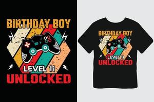 aniversariante nível 11 desbloqueado design de camiseta para jogos vetor