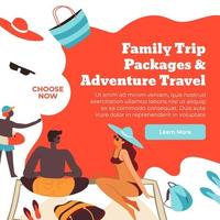 pacotes de viagem em família e site de viagens de aventura vetor