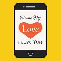 vetor de design de ícone de amor de dia dos namorados, ícone de coração com símbolo de telefone móvel
