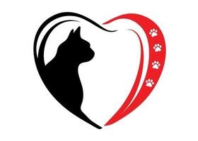 gato amor logotipo pet sinal ilustração isolada no fundo branco vetor