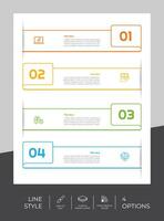 infográfico de opção de negócios de apresentação com estilo de linha e conceito colorido. 4 opções de infográfico podem ser usadas para fins comerciais. vetor