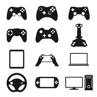 conjunto de ícones do jogo. preto em um fundo branco vetor