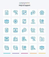 ajuda criativa e suporte 25 pacotes de ícones azuis, como ajuda. comunicação. triste. mídia social. ajuda vetor