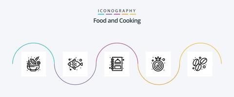 pacote de ícones da linha de alimentos 5, incluindo . Comida. livro de cardápio. café. vegetal vetor