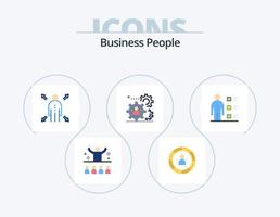 pessoas de negócios plana ícone pack 5 design de ícone. trabalho em equipe. Produção. gestão. pessoas. oportunidade vetor