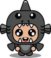ilustração em vetor de personagem de desenho animado de fantasia de mascote animal piranha fofa