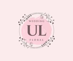 ul letras iniciais modelo de logotipos de monograma de casamento, modelos modernos minimalistas e florais desenhados à mão para cartões de convite, salve a data, identidade elegante. vetor