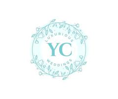 yc letras iniciais modelo de logotipos de monograma de casamento, modelos minimalistas e florais modernos desenhados à mão para cartões de convite, salve a data, identidade elegante. vetor