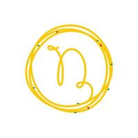 logotipo inicial de macarrão n circle vetor