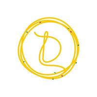 logotipo inicial de macarrão com círculo d vetor