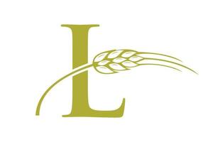 letra l agricultura logotipo fazenda vetor