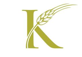 fazenda de logotipo de agricultura de letra k vetor