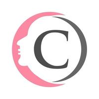 modelo de logotipo de spa e beleza de letra c. logotipo de mulher de beleza usado para ícone, marca, identidade, spa, símbolo feminino vetor