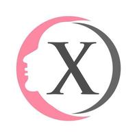 modelo de logotipo de spa e beleza de letra x. logotipo de mulher de beleza usado para ícone, marca, identidade, spa, símbolo feminino vetor
