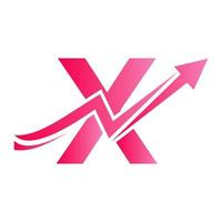 letra x logotipo financeiro com seta de crescimento. sinal do logotipo da economia no alfabeto vetor