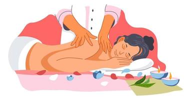 massagem nas costas no salão spa, tratamento de pele vetor