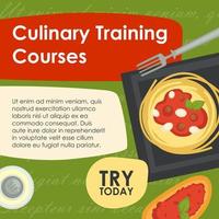 cursos de treinamento culinário, vetor de cozinha italiana