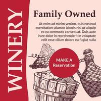 vinícola familiar faça um banner de reserva vetor