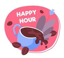 happy hour na cafeteria, vetor de bebidas de café