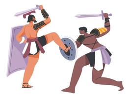 torneio de gladiadores, batalha ou luta contra guerreiros vetor