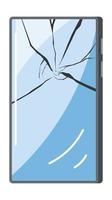 smartphone danificado com vetor de vidro de tela quebrado