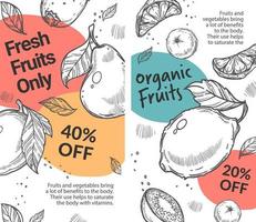 frutas orgânicas e frescas com 40% de desconto vetor