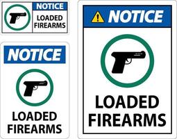 aviso de assinatura do proprietário da arma, armas de fogo carregadas vetor