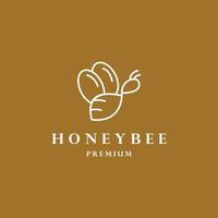 logotipo de abelha com luxo, cor branca isolada em fundo dourado. vetor