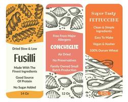 fusilli fettuccine vegan kosher trigo espaguete vetor