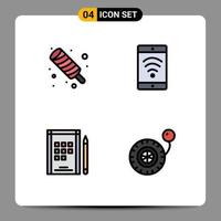 pacote de ícones vetoriais de estoque de 4 sinais e símbolos de linha para refeição de notas de verão bomba wi-fi elementos de design de vetores editáveis