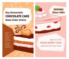 compre bolo de chocolate caseiro, peça banner online vetor