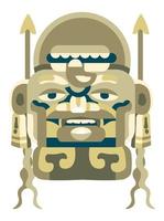 máscara maia ou asteca, estátua ou totem de ídolo de monumento vetor