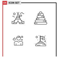 4 ícones criativos, sinais e símbolos modernos de fogo, pessoa, bebê, acabamento, elementos de design de vetores editáveis