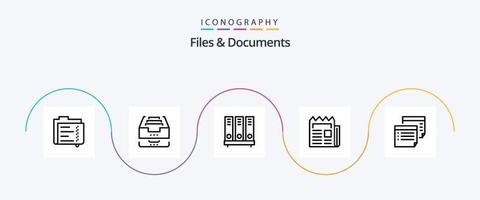 pacote de ícones de linha 5 de arquivos e documentos, incluindo boletim informativo. meios de comunicação. documento. Arquivo. base de dados vetor