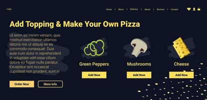 adicione cobertura e faça sua própria pizza, página do site vetor