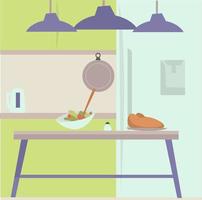 móveis e decoração de cozinha, design de interiores vetor