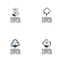 ícone 100% algodão. algodão orgânico natural, rótulos vetoriais de algodão puro. ilustração vetorial de logotipo vetor