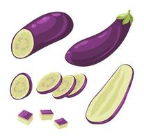 berinjela ou beringela refeição saudável legumes vetor