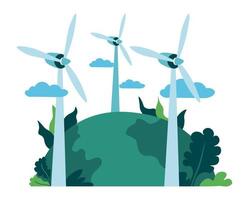 energia renovável do vento, vetor de planta de moinhos de vento