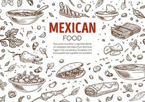 vetor de menu de comida e pratos tradicionais mexicanos