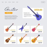 loja de música online, comprando guitarra na página da internet vetor