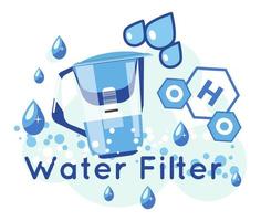 filtro de água purificação de líquidos, formato de jarro vetor