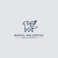 logotipo majestoso azul sobre branco - design de marca de monograma de luxo vetor