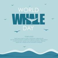 letra de tipografia com cauda de baleia para o dia mundial da baleia vetor