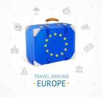 Cartão de banner de conceito de viagem europa detalhado 3d realista. vetor